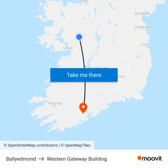 Ballyedmond to Western Gateway Building map