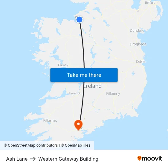 Ash Lane to Western Gateway Building map