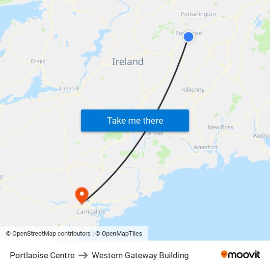 Portlaoise Centre to Western Gateway Building map