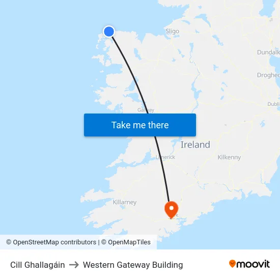 Cill Ghallagáin to Western Gateway Building map
