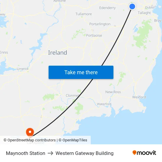 Maynooth Station to Western Gateway Building map