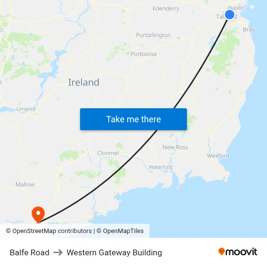 Balfe Road to Western Gateway Building map