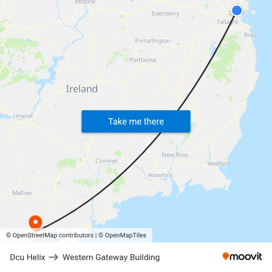 Dcu Helix to Western Gateway Building map