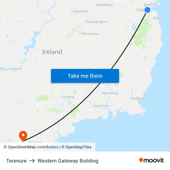 Terenure to Western Gateway Building map