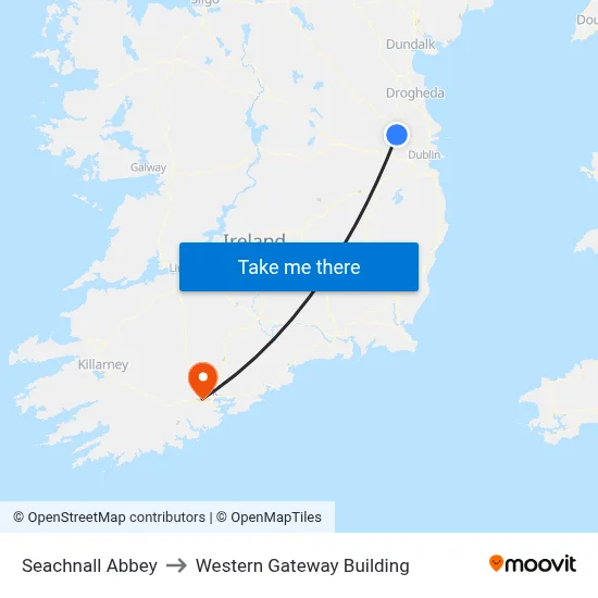 Seachnall Abbey to Western Gateway Building map