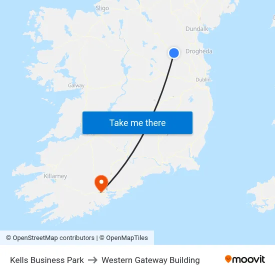 Kells Business Park to Western Gateway Building map