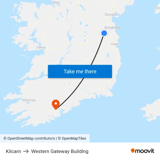 Kilcarn to Western Gateway Building map