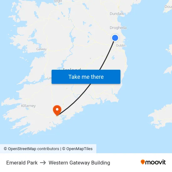 Emerald Park to Western Gateway Building map