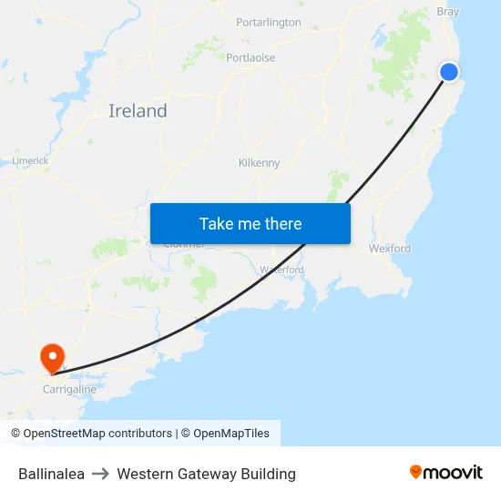 Ballinalea to Western Gateway Building map