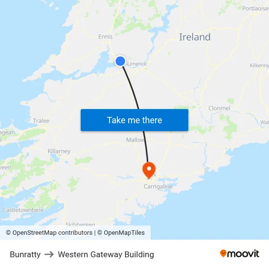 Bunratty to Western Gateway Building map