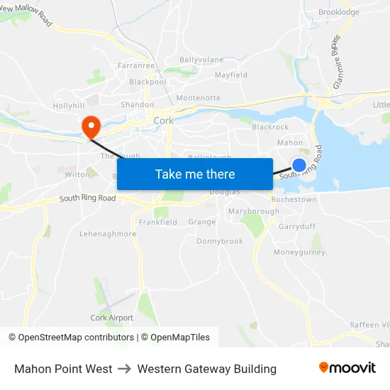 Mahon Point West to Western Gateway Building map