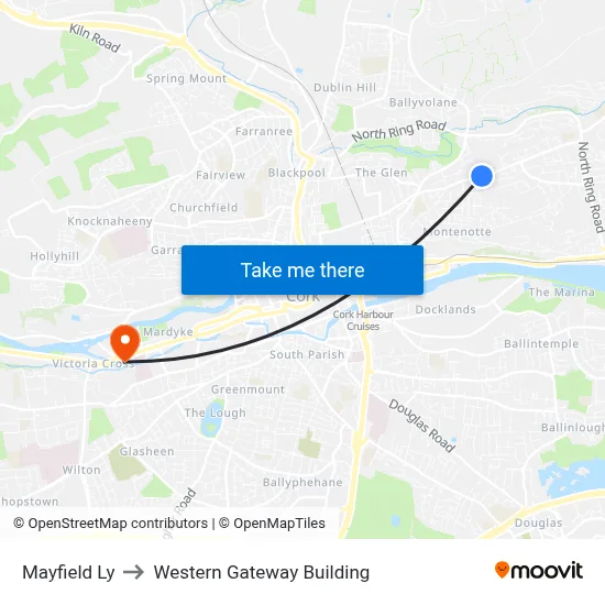 Mayfield Ly to Western Gateway Building map
