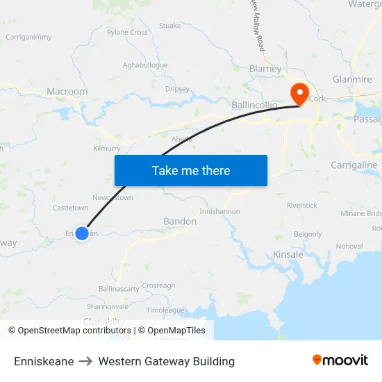 Enniskeane to Western Gateway Building map