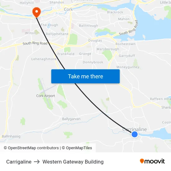 Carrigaline to Western Gateway Building map