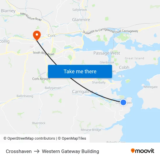 Crosshaven to Western Gateway Building map