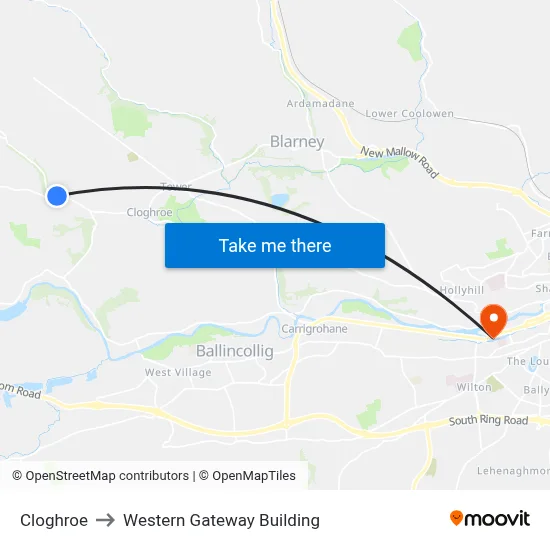 Cloghroe to Western Gateway Building map