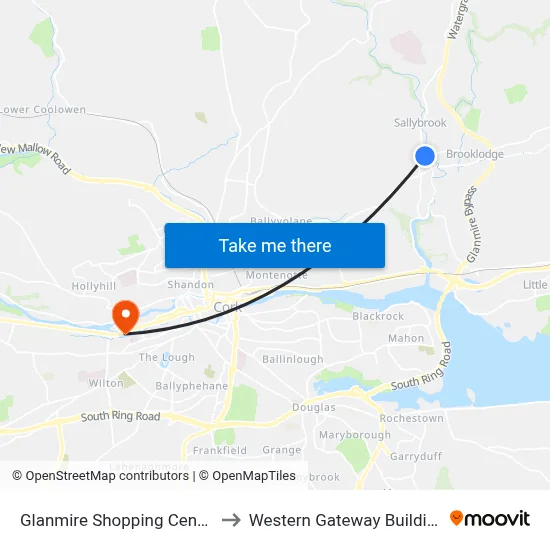 Glanmire Shopping Centre to Western Gateway Building map