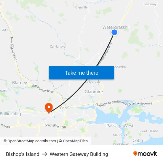 Bishop's Island to Western Gateway Building map