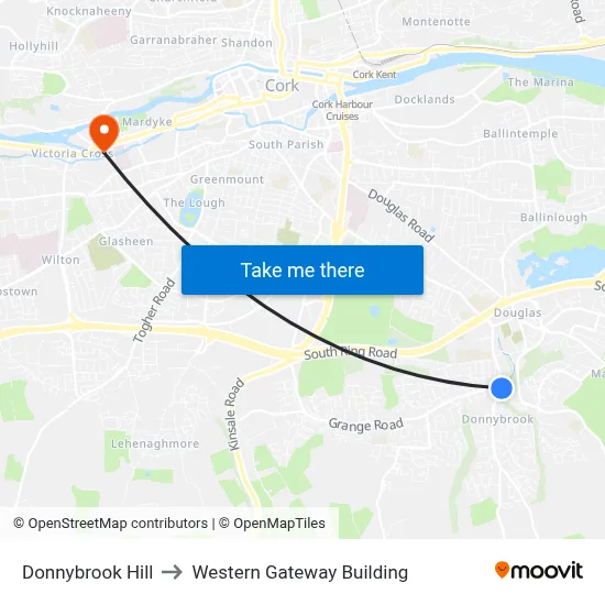 Donnybrook Hill to Western Gateway Building map