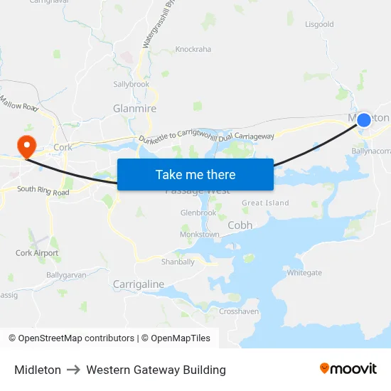 Midleton to Western Gateway Building map