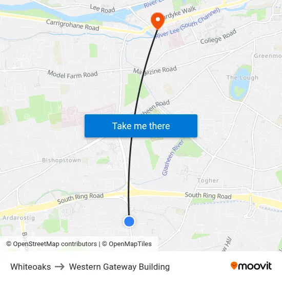 Whiteoaks to Western Gateway Building map