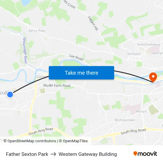 Father Sexton Park to Western Gateway Building map