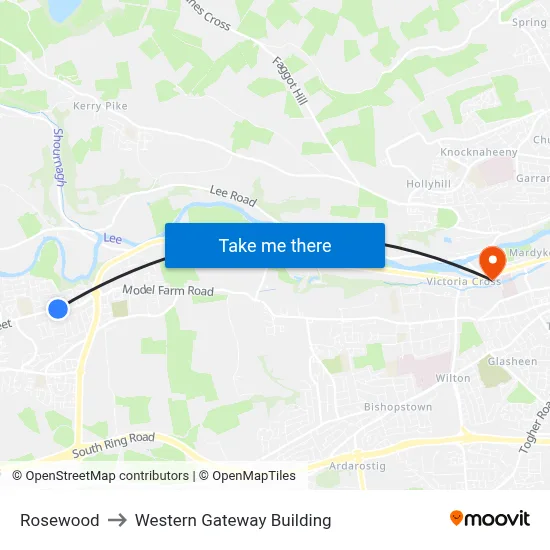 Rosewood to Western Gateway Building map