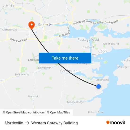 Myrtleville to Western Gateway Building map