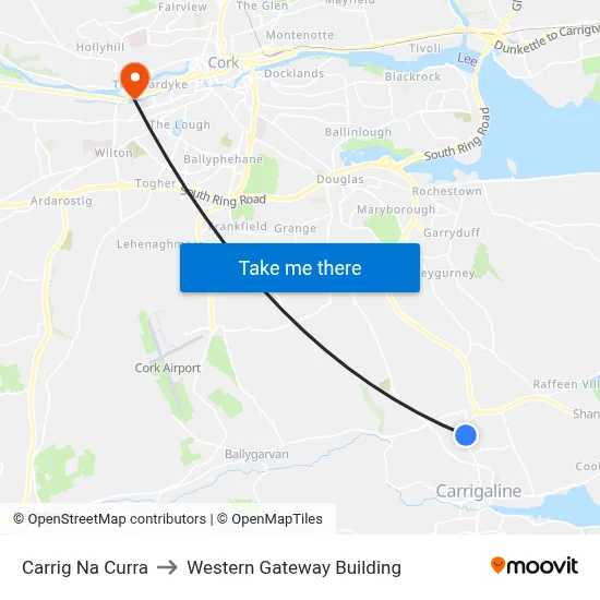Carrig Na Curra to Western Gateway Building map