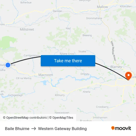Baile Bhuirne to Western Gateway Building map