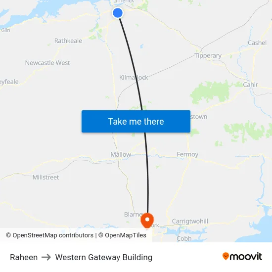 Raheen to Western Gateway Building map