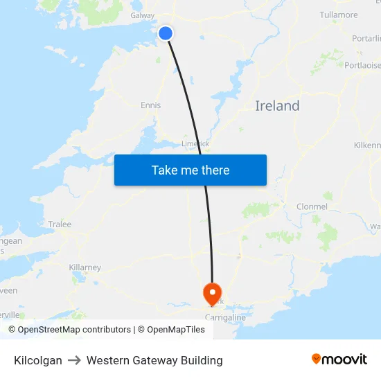 Kilcolgan to Western Gateway Building map