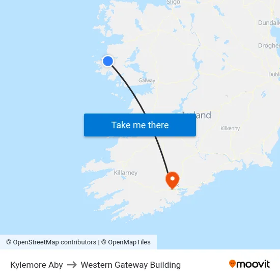 Kylemore Aby to Western Gateway Building map