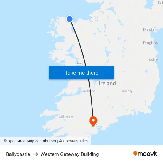 Ballycastle to Western Gateway Building map