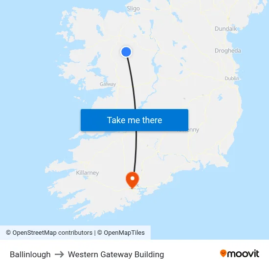 Ballinlough to Western Gateway Building map