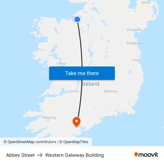 Abbey Street to Western Gateway Building map