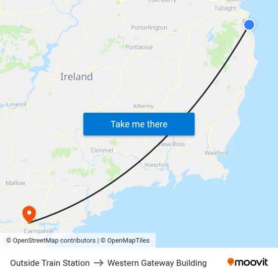 Outside Train Station to Western Gateway Building map