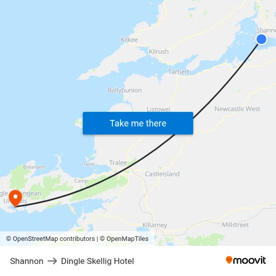 Shannon to Dingle Skellig Hotel map