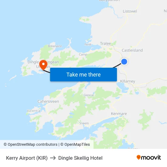 Kerry Airport (KIR) to Dingle Skellig Hotel map