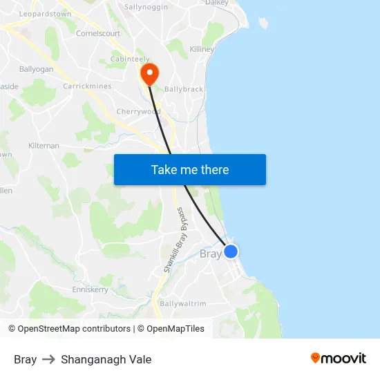 Bray to Shanganagh Vale map