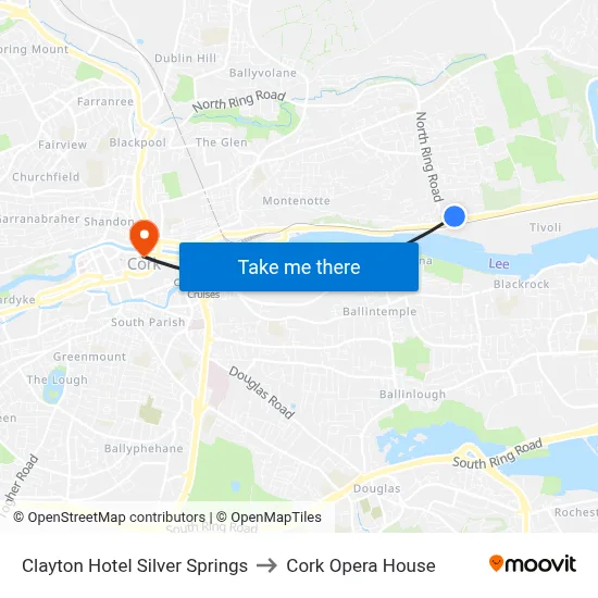 Clayton Hotel Silver Springs to Cork Opera House map