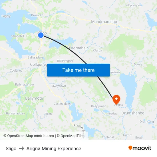 Sligo to Arigna Mining Experience map