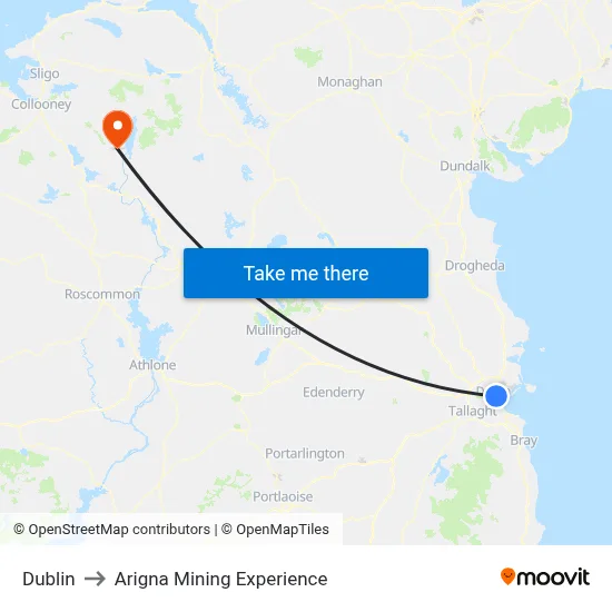 Dublin to Arigna Mining Experience map