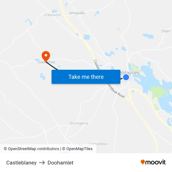 Castleblaney to Doohamlet map