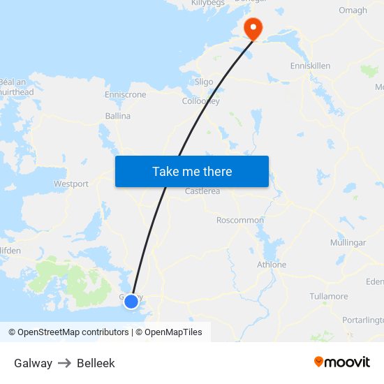 Galway to Belleek map