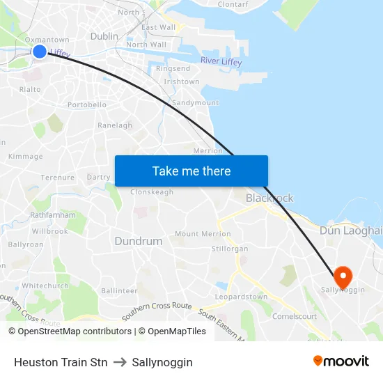 Heuston Train Stn to Sallynoggin map