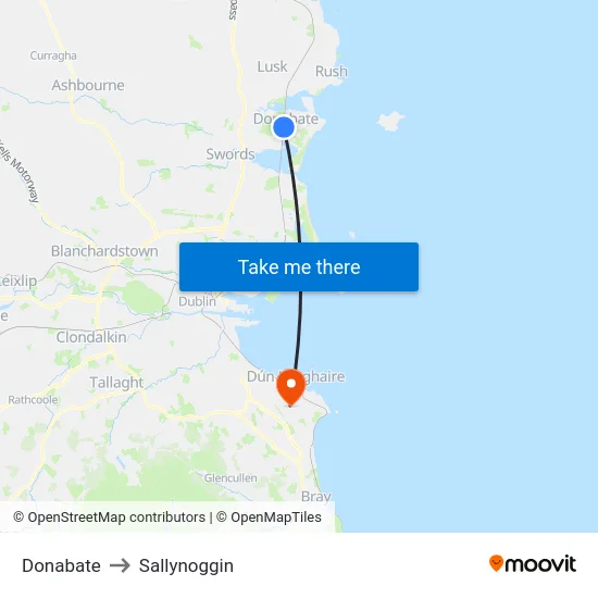 Donabate to Sallynoggin map