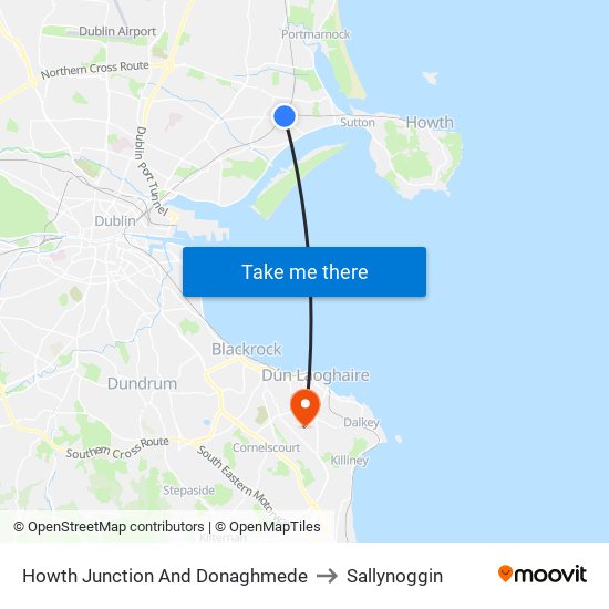 Howth Junction And Donaghmede to Sallynoggin map