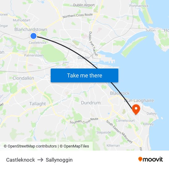 Castleknock to Sallynoggin map