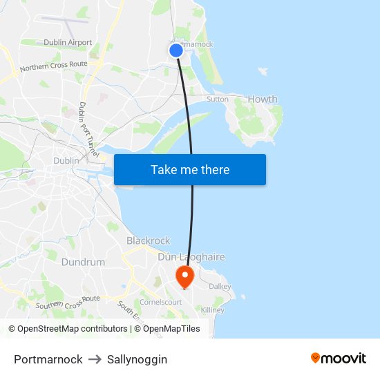 Portmarnock to Sallynoggin map
